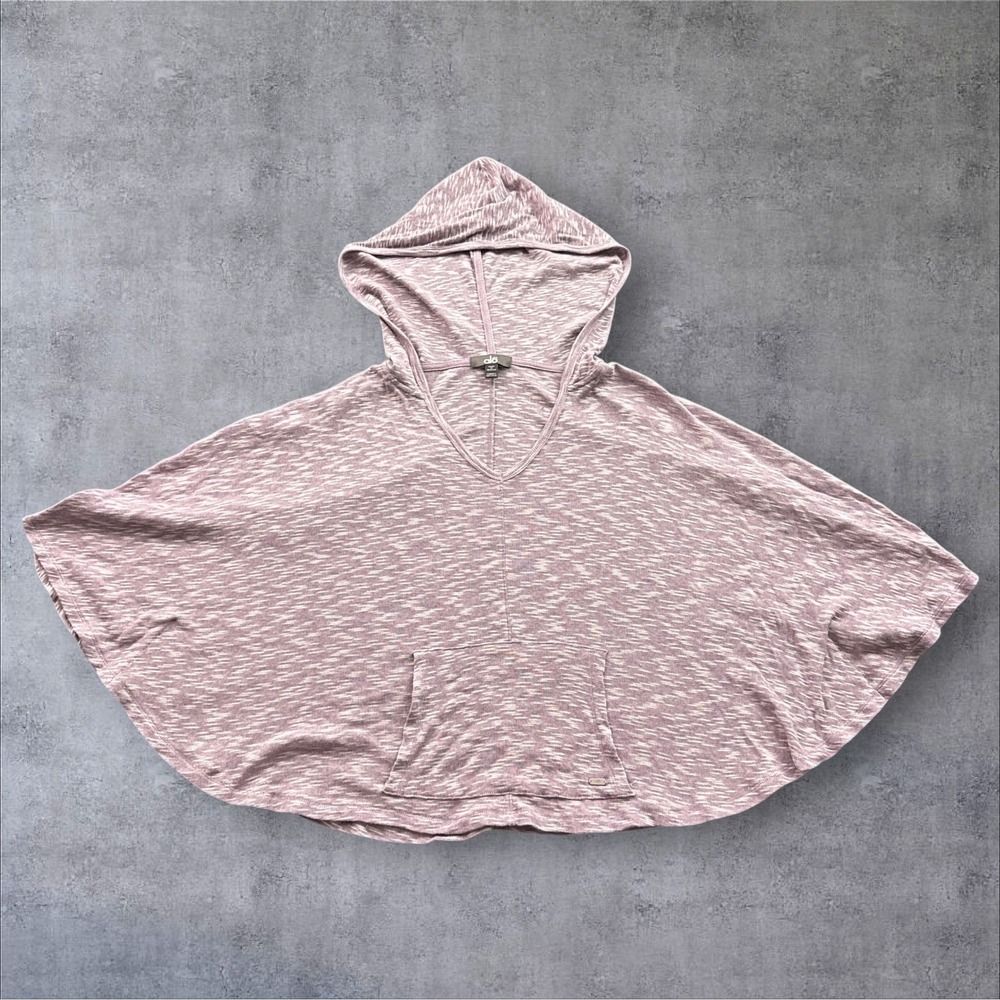 Alo Yoga Poncho Hoodie Womens XS Mauve Purple Space Dye V-Neck Kangaroo Pocket
